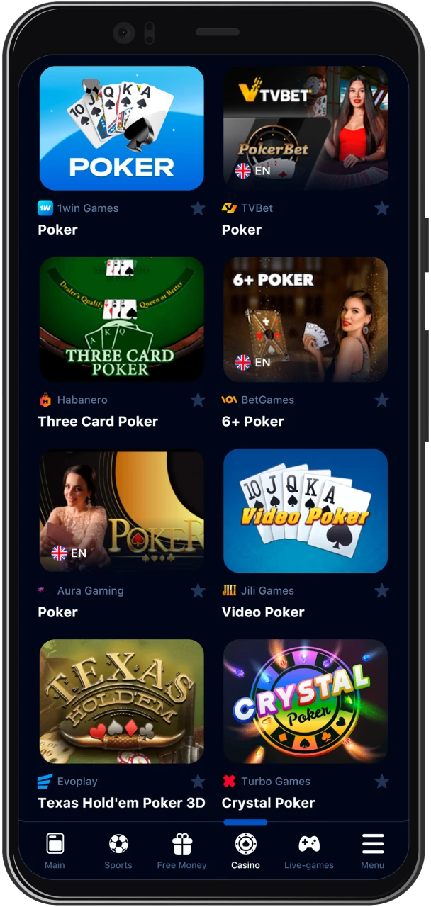 Enter the 1win casino.