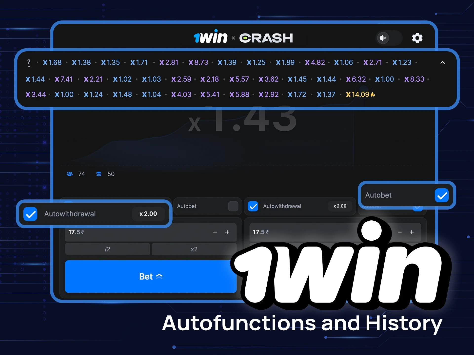 Automate your game in Crash on 1win and analyze your betting history.